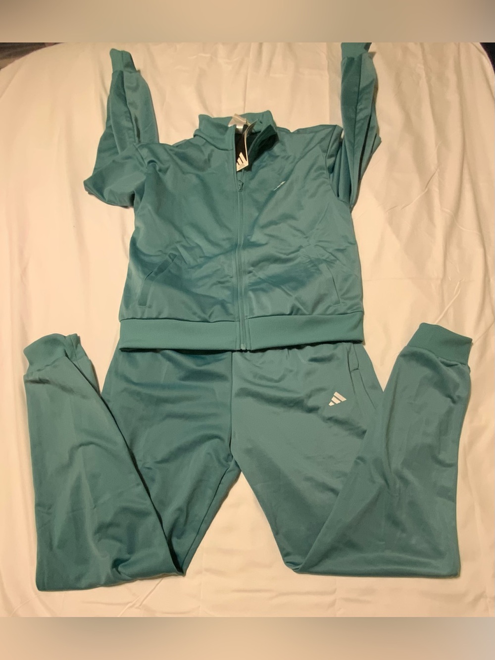 adidas Teal Full-Zip Track Jacket and Joggers Set